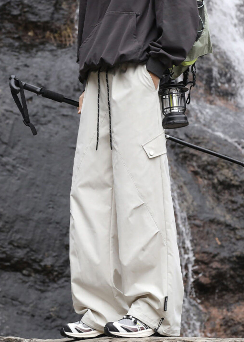 Navy Cotton Men Pockets Casual Fall Pantsl Drawstring