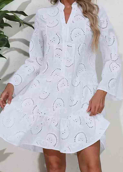 Cotton Dress Summer Oversized Sun Pink Hollow Out Casual