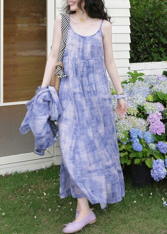 Casual Two Tie Strap Spaghetti Dress And Dye Cardigans Purple