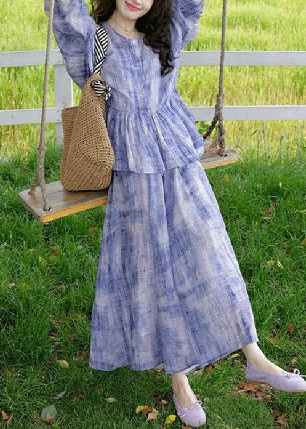 Casual Two Tie Strap Spaghetti Dress And Dye Cardigans Purple