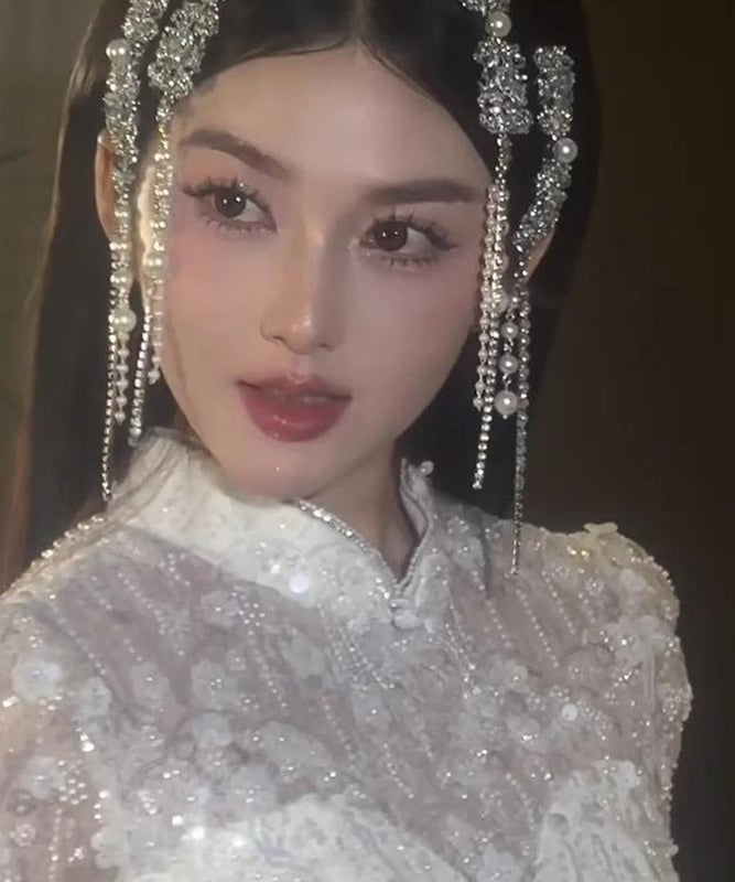 Casual Tassel Zircon Pearl Hairpin Silk Alloy