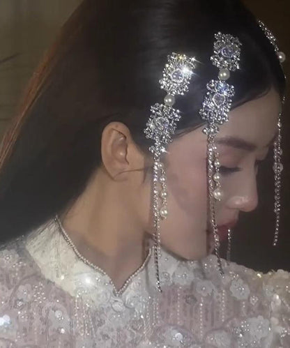 Casual Tassel Zircon Pearl Hairpin Silk Alloy