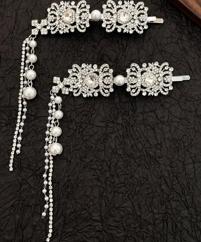Casual Tassel Zircon Pearl Hairpin Silk Alloy