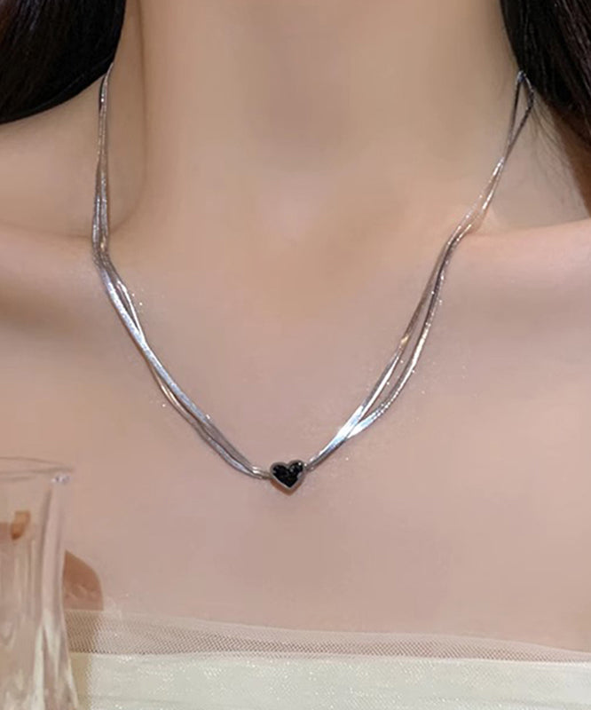 Casual Necklace Sterling Silver Silk Double-Layer Pendant