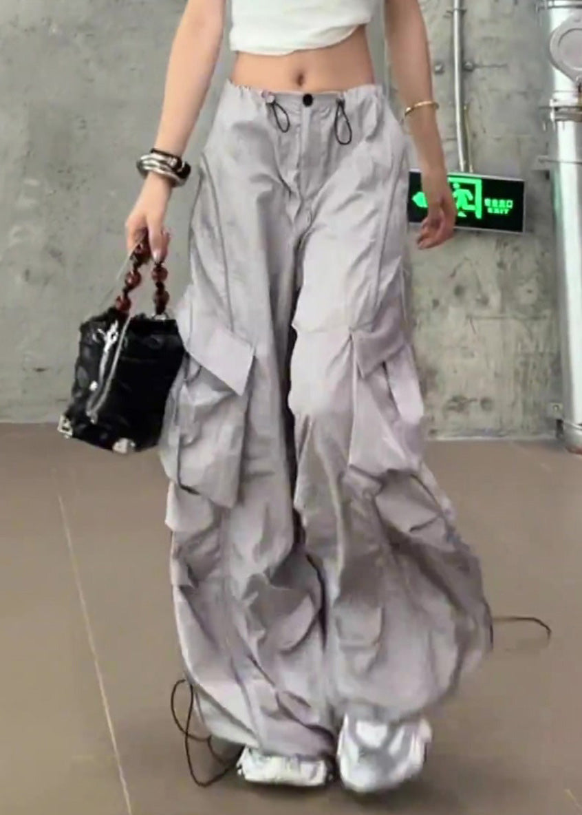 Casual Silvery Summer Drawstring Pants Pockets