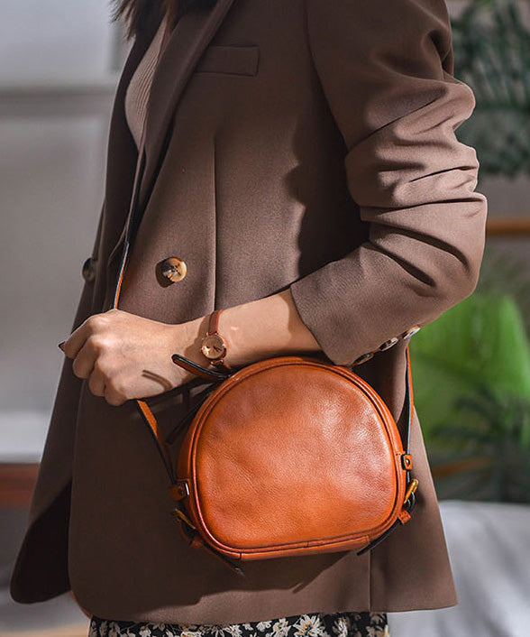 Bag CrossBody Solid Durable Leather Casual Round