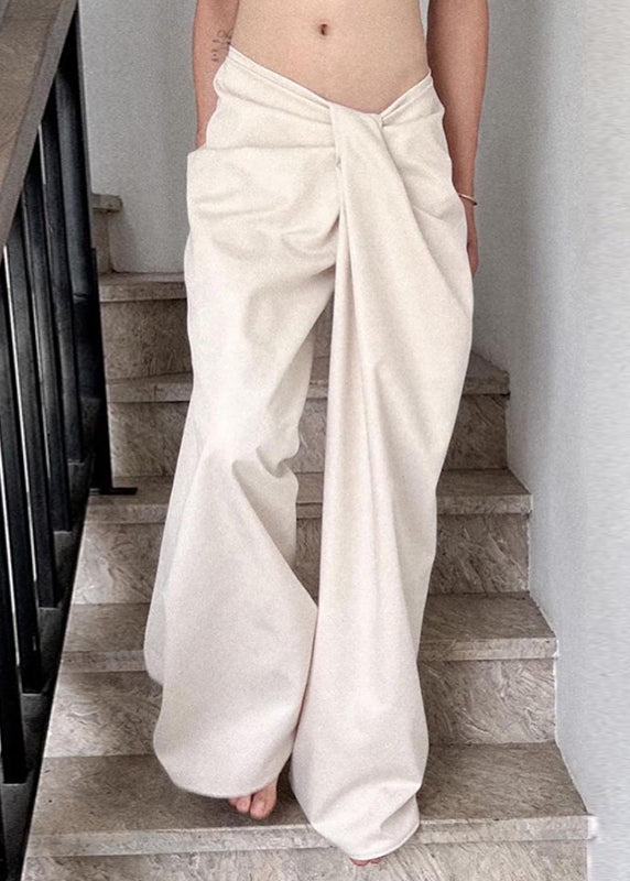 Asymmetrical Pants Solid Spring Leg Casual White Wide