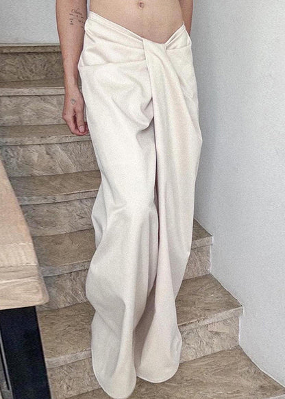Asymmetrical Pants Solid Spring Leg Casual White Wide