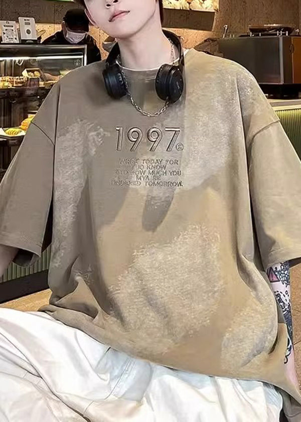 Tie Summer White T Cotton Shirt Men Casual Dye Embroideried