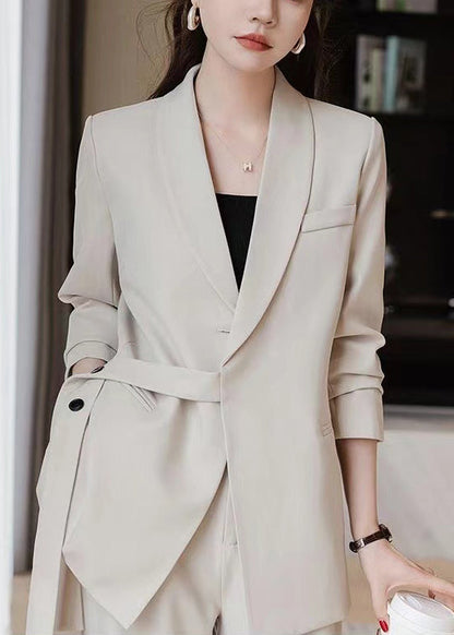 Casual White Spandex Coats Asymmetrical Spring YJ036