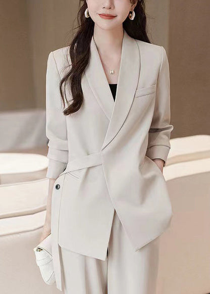 Casual White Spandex Coats Asymmetrical Spring YJ036