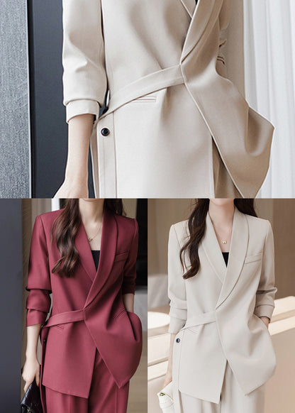 Casual White Spandex Coats Asymmetrical Spring YJ036