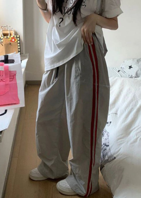 Pants Elastic Waist Yellow Casual Spring Cotton Striped