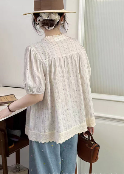 Oversized Top Summer Cotton Patchwork Apricot Chic
