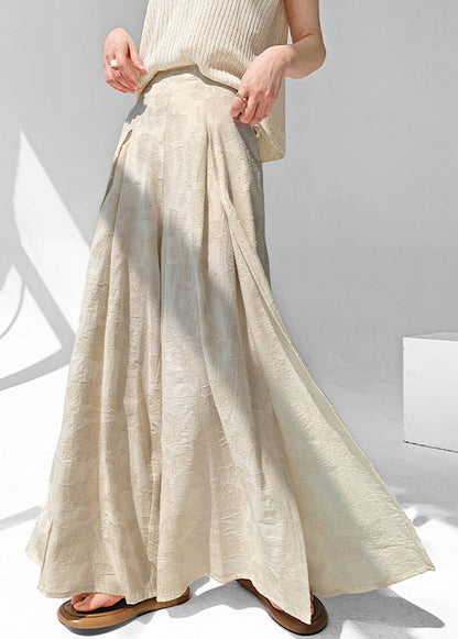 Open Apricot Cotton Pants Skirt Zippered Chic Side Summer