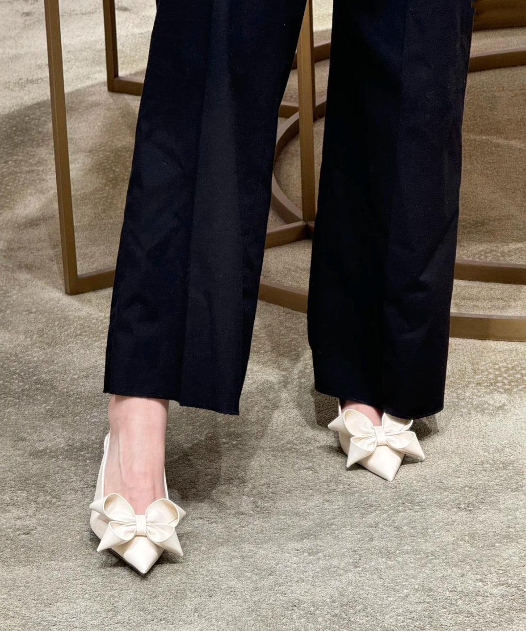 High Toe Splicing Sandals Chic Beige Heel Pointed Bow