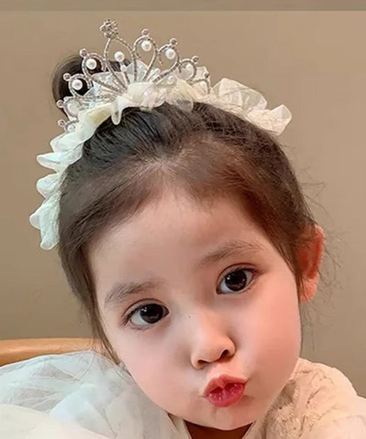 Chic Beige Tulle Zircon Pearl Kids Hairpin YG025