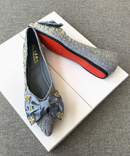 Chic Shoes Bow Black Pointed Flat Splicing Toe