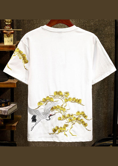 Apparel T Men Summer Shirts Embroideried Chic Black