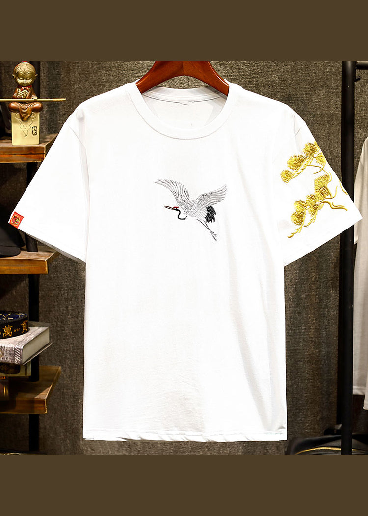 Apparel T Men Summer Shirts Embroideried Chic Black