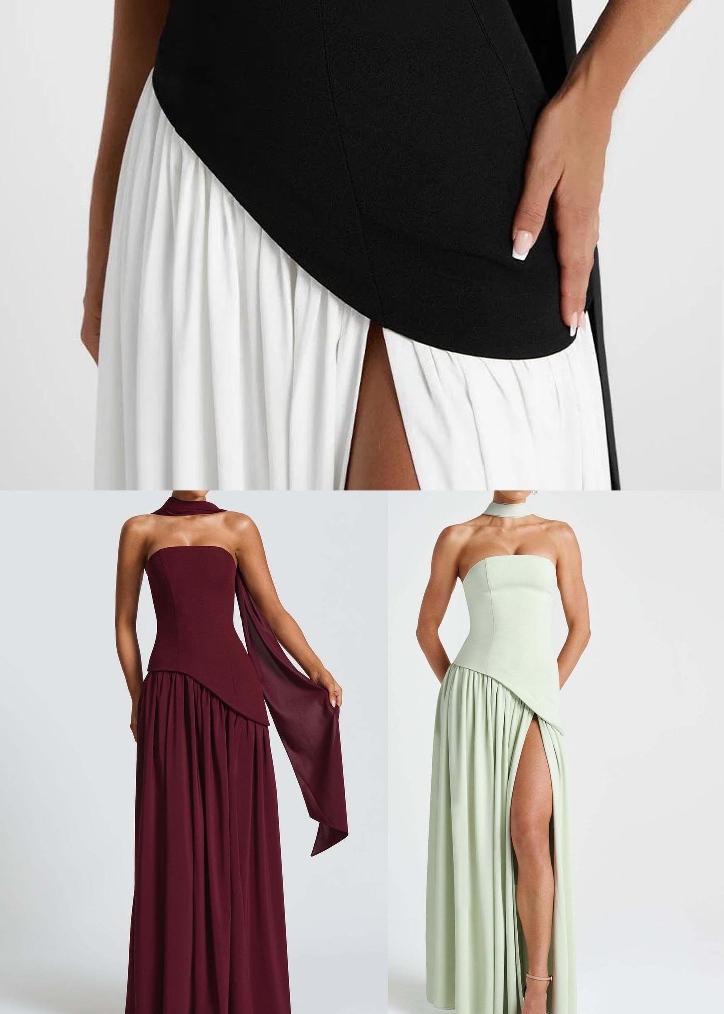 Black White Open Patchwork Chiffon Side Dresses Chic Party