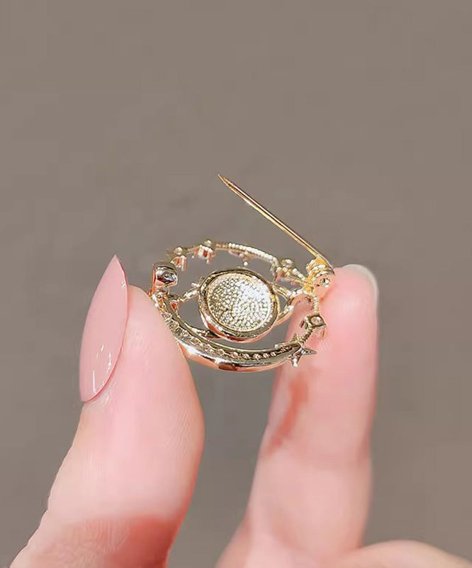 Chic Blue Alloy Zircon Cosmic Planet Brooch RG016