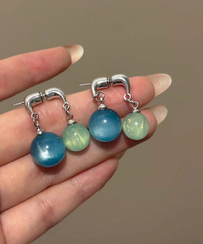 Resin Copper Earrings Drop Blue Chic