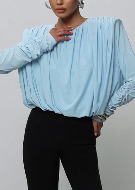 Chic Bodysuit Blue Fall Backless O-Neck