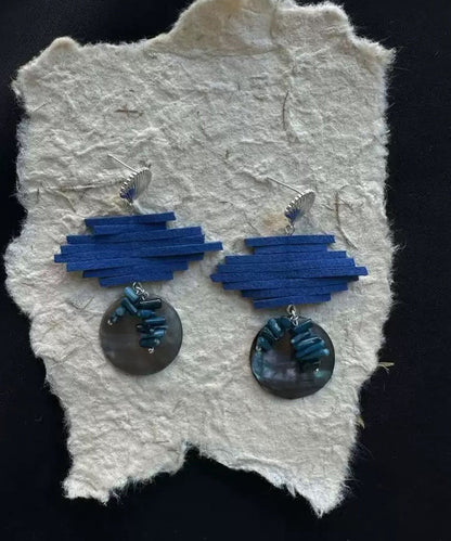 Drop Earrings Asymmetrical Silver Blue Sterling Chic