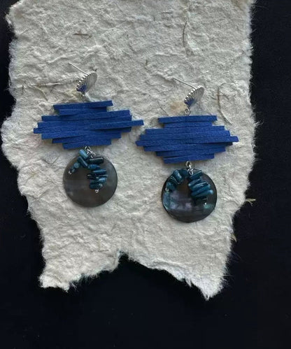 Drop Earrings Asymmetrical Silver Blue Sterling Chic