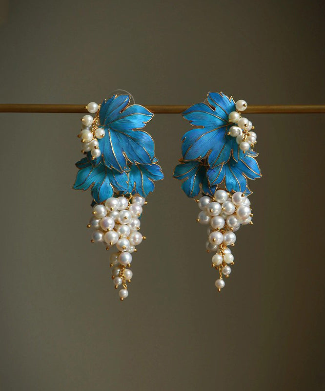 Drip Overgild Stud Sterling Earrings Chic Glaze Grape Silver Blue