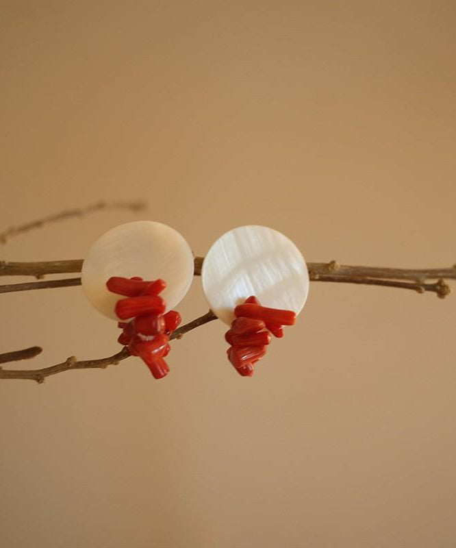 Alloy Chic Earrings Shell Colorblock Stud