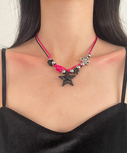 Collier avec pendentif étoile en alliage d'acier inoxydable colorblock chic ZZ051