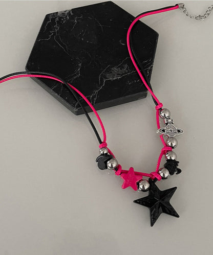 Collier avec pendentif étoile en alliage d'acier inoxydable colorblock chic ZZ051