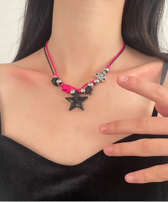 Collier avec pendentif étoile en alliage d'acier inoxydable colorblock chic ZZ051