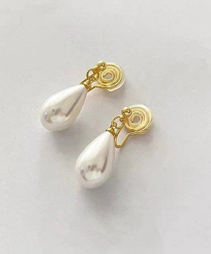 Pearl Copper Earrings Stud Chic Gold Alloy Drop Water