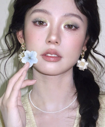 Gold Chic Drop Alloy Copper Resin Floral Earrings