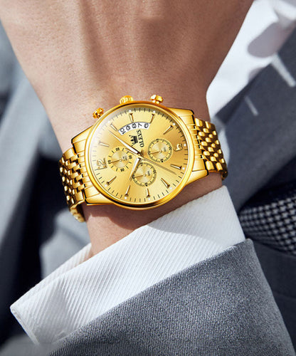 Gold Watches Steel Machinery Movement Stainless Chic Quartz