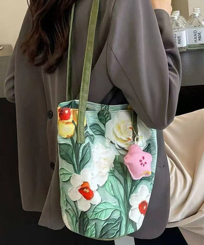 Bag Green Bucket Capacity Large Grass Paitings Chic