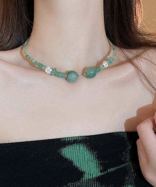 Chic Green Alloy Gem Stone Zircon Beading Choker WQ028