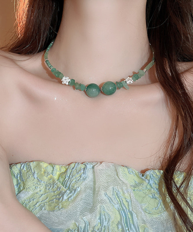 Chic Green Alloy Gem Stone Zircon Beading Choker WQ028