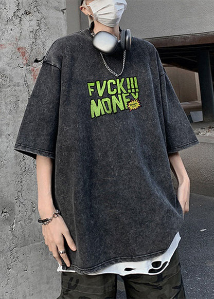 T Cotton Men Print Green Sleeve Letter Half Best Chic Shirts