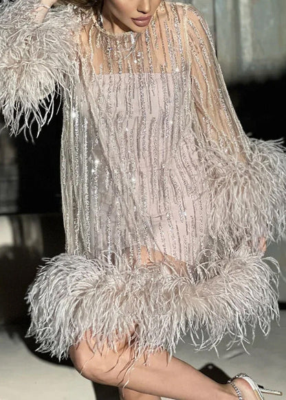 Tulle Patchwork Mid Sequins Chic Light Spring Pink Dress Fluffy