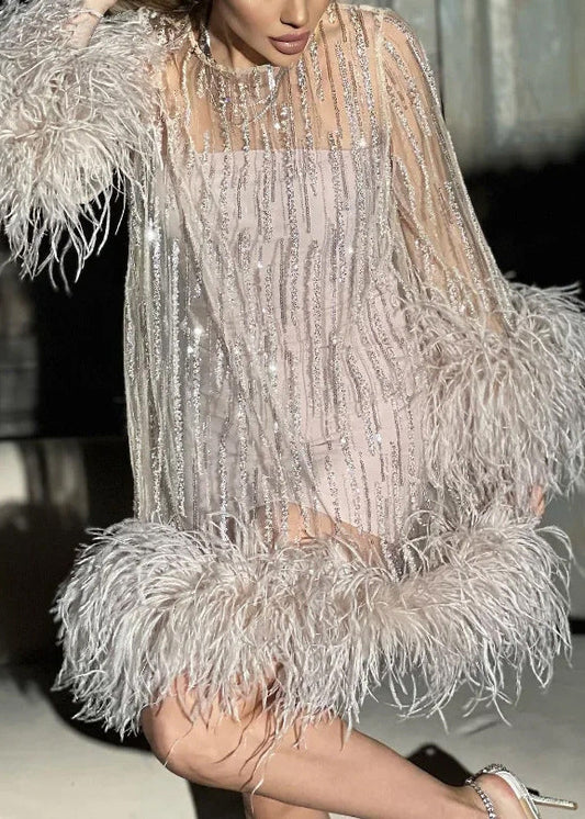 Tulle Patchwork Mid Sequins Chic Light Spring Pink Dress Fluffy