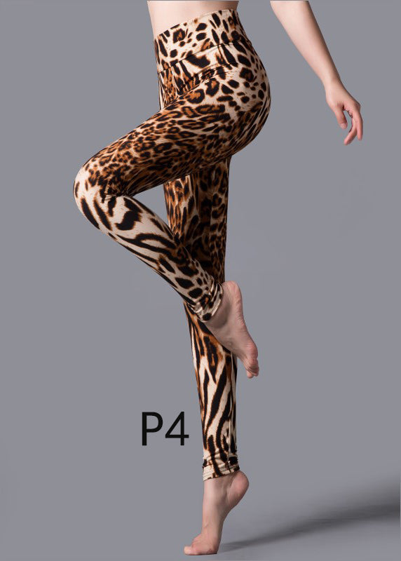 Running Capri Print Leggings Waist High Chic