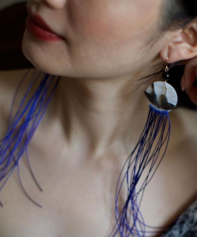 Shell Alloy Butterfly Chic Tassel Earrings Drop Purple Agate