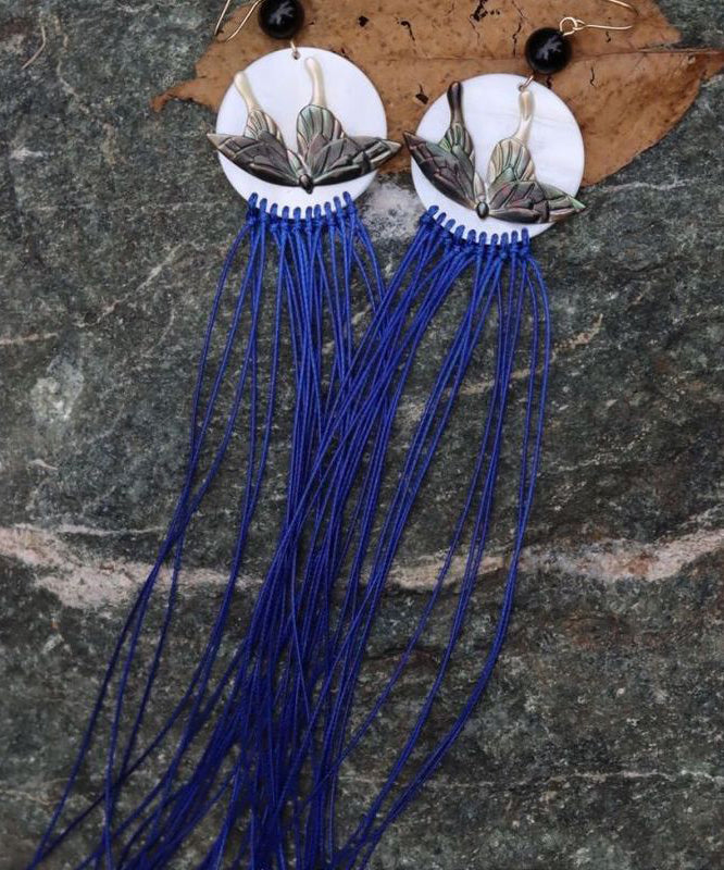 Shell Alloy Butterfly Chic Tassel Earrings Drop Purple Agate