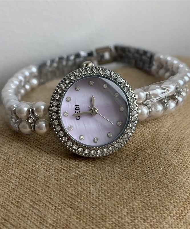 Zircon Stainless Glass Purple Watches Tempered Chic Steel