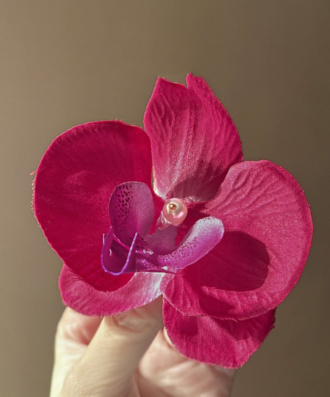 Chic Red Acrylic Pearl Fringed Iris Hairpin QD024