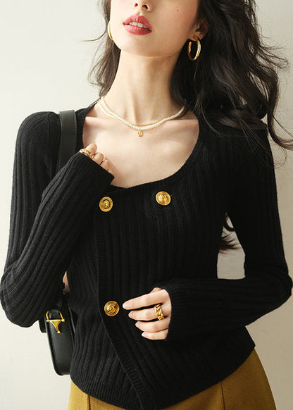 Chic Red O Neck Double Breast Knit Cardigan Spring TO017